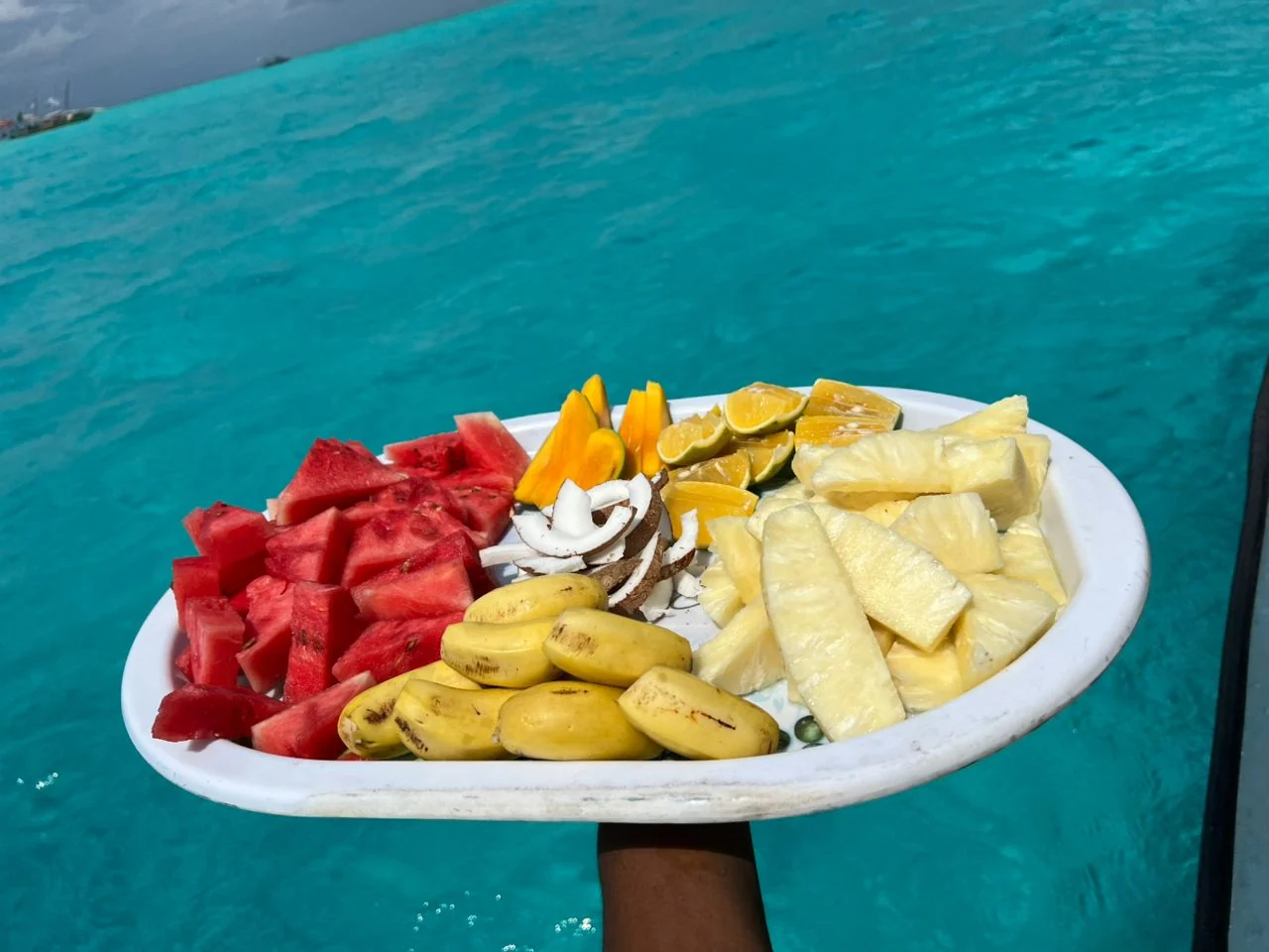Frutta tropicale servita sul mare di Zanzibar